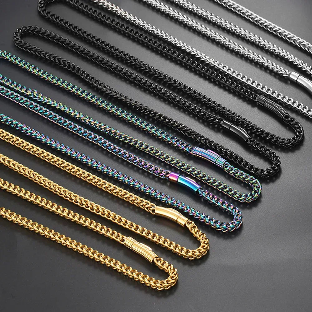 6mm Cuban Chain Necklace Stainless Steel Titanium Gold Chain Rapper Style | Caratix Jewelry - CaratixJewelry